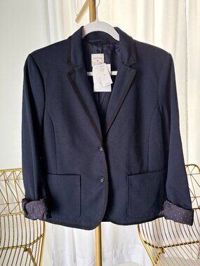NWT GAP The Academy Blazer Jacket Navy Contrast Fuchsia Trim Polka Dot Cuff 8